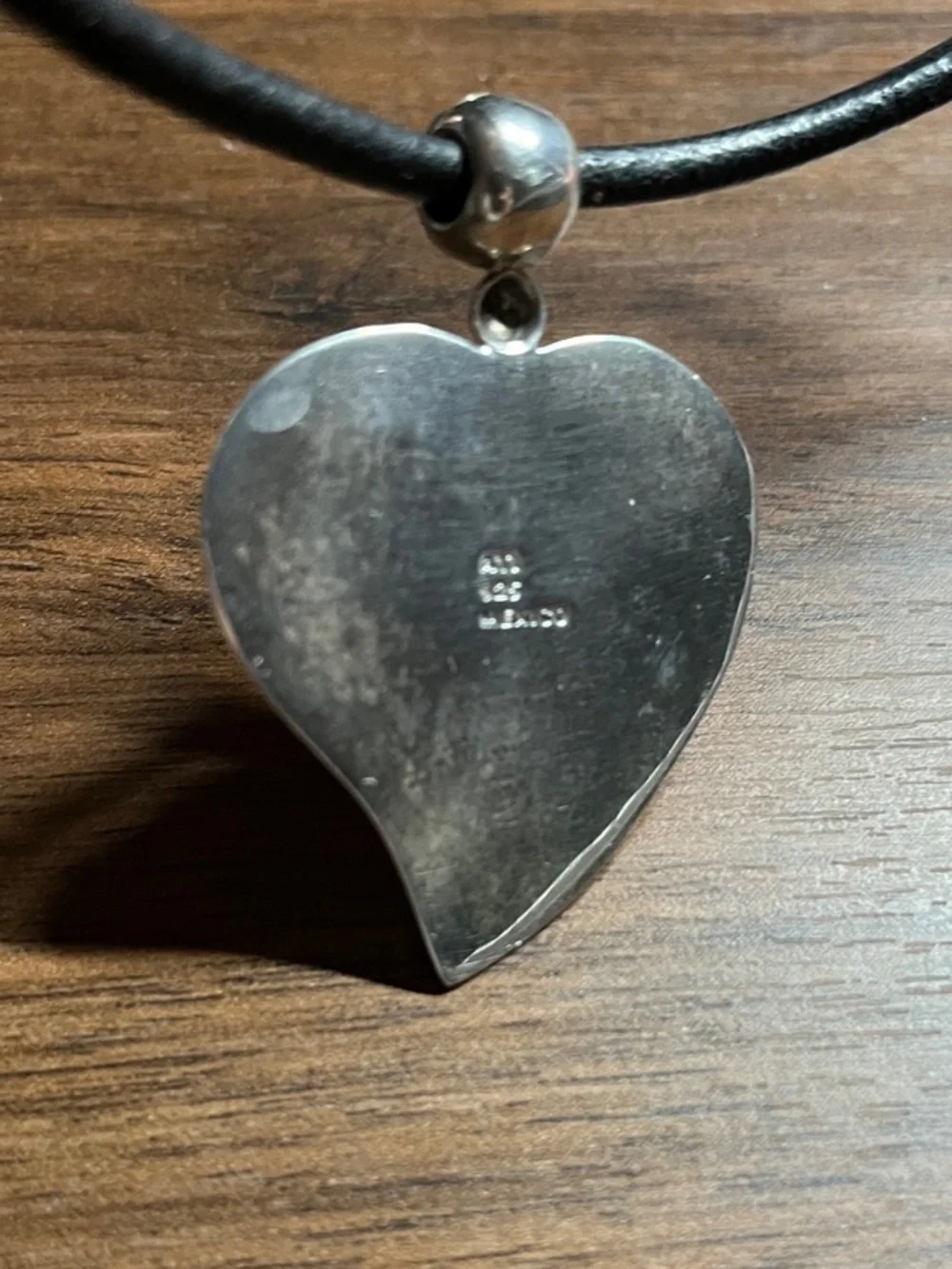Mexico ATI Sterling & Peach Pink Coral Heart Shaped Pendant- 1 3/4